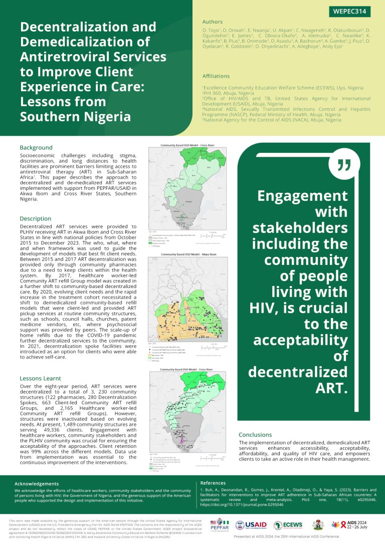 Decentralization & Demedicalization of Antiretroviral Services.