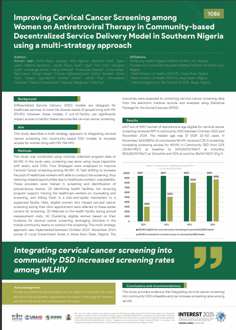 Improving Cervical Cancer Screening among  Women on Antiretroviral Therapy in Community-based  Decentralized Service Delivery Model in Southern Nigeria  using a multi-strategy approach
