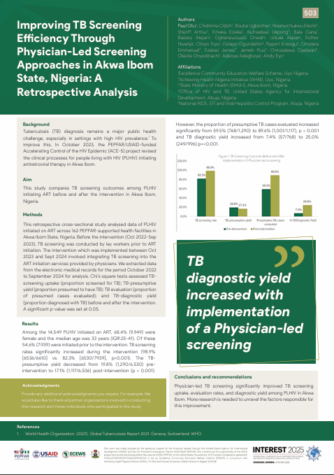 Improving TB Screening Efficiency through Physician-led Screening Approaches in Akwa Ibom State, Nigeria: A retrospective analysis