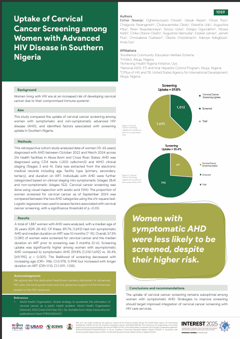 Uptake of Cervical Cancer Screening among Women with Advanced HIV Disease in Southern Nigeria